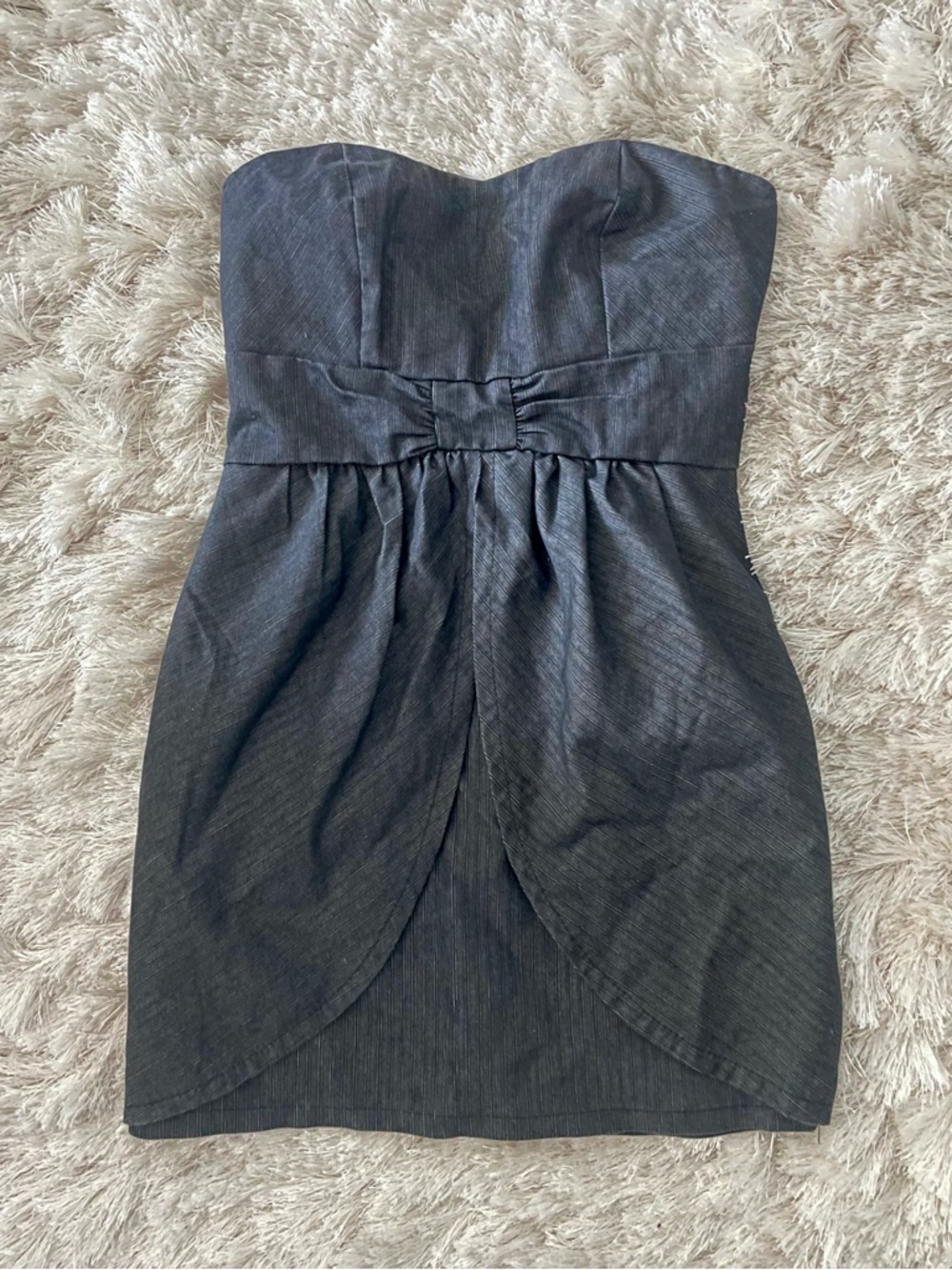 Must Have Strapless Dark Gray Bustier Tulip Dress